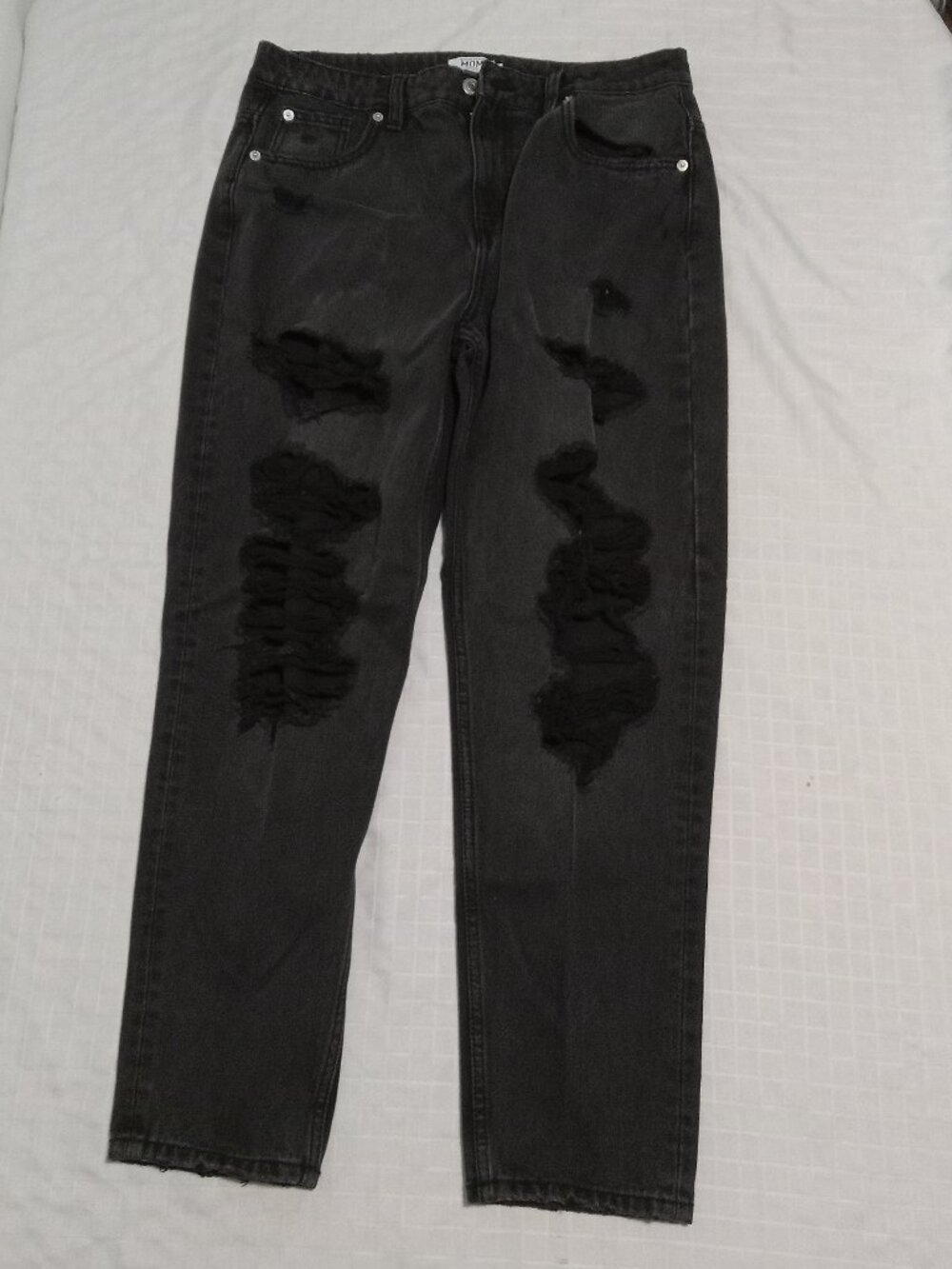 Refuge denim Mom high rise distressed -greyish black jeans size 9